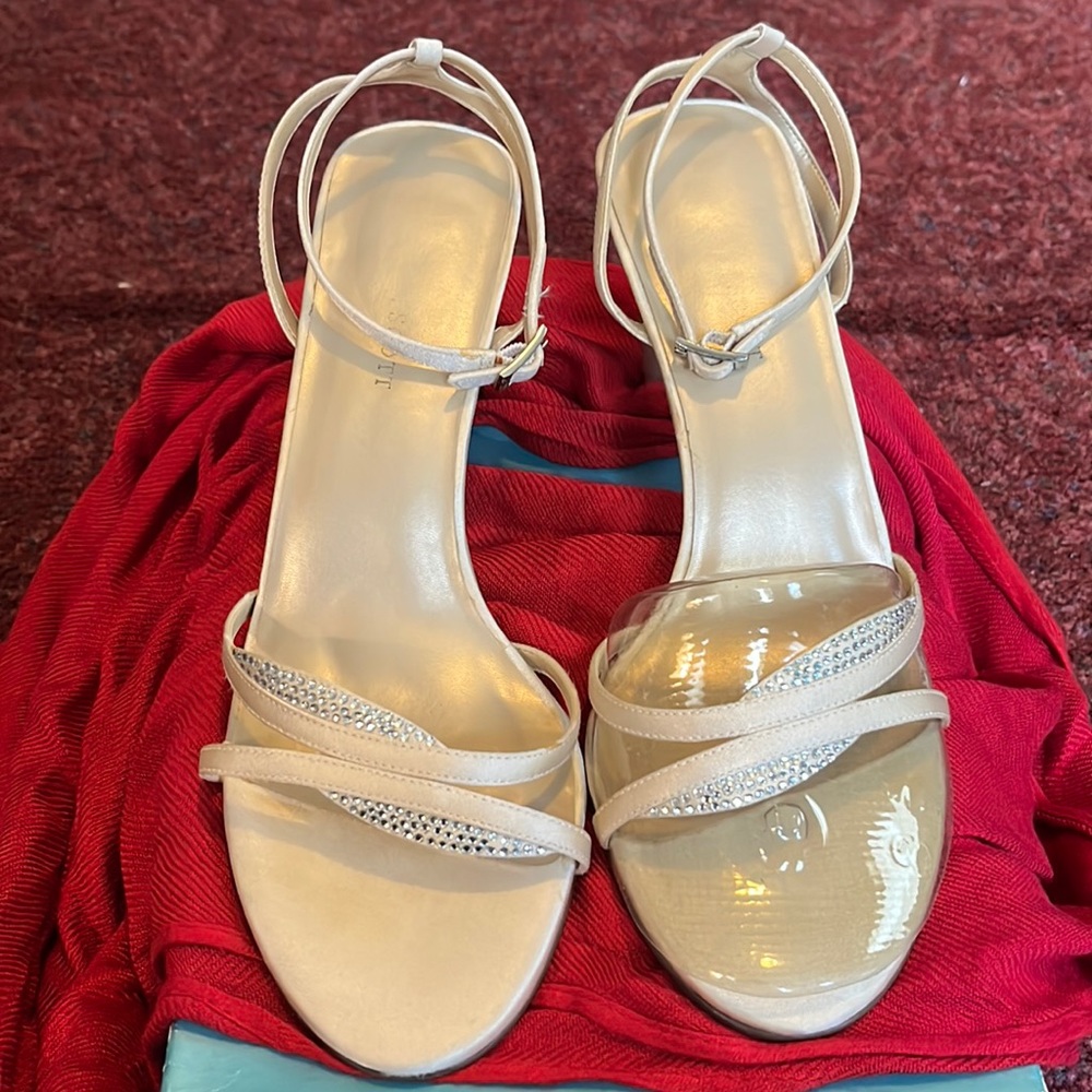 Pair of Beautiful Biege and Silver Heels.